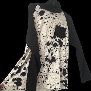 Black and White Splatter Long Sleeve Shirt with hood